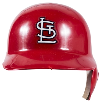2008 Yadier Molina Game Used St. Louis Cardinals Red Batting Helmet (Cardinals LOA)